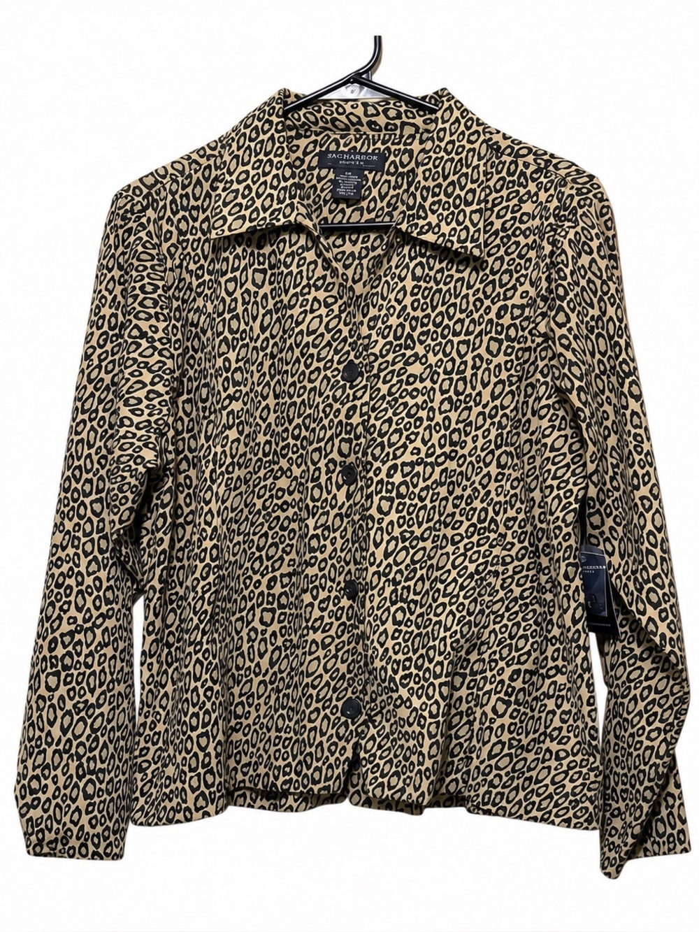 Good Clothes Petite Collections Leopard Print Button Front Blouse Jacket PL
